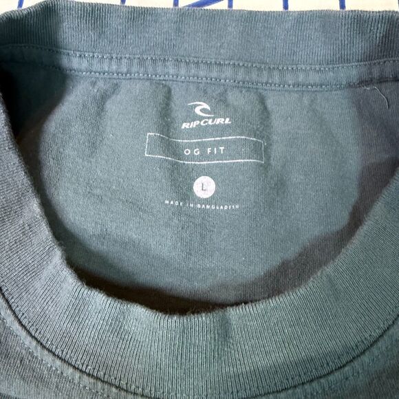Rip Curl Surf T-Shirt Mens Large OG Fit Green Red Logo “Crafted for the Search” - Picture 8 of 12